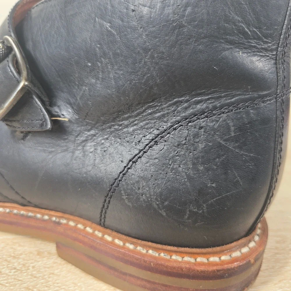 Frye Men's 10D Black Leather Monk Strap Chukka Boots Made in Mexico